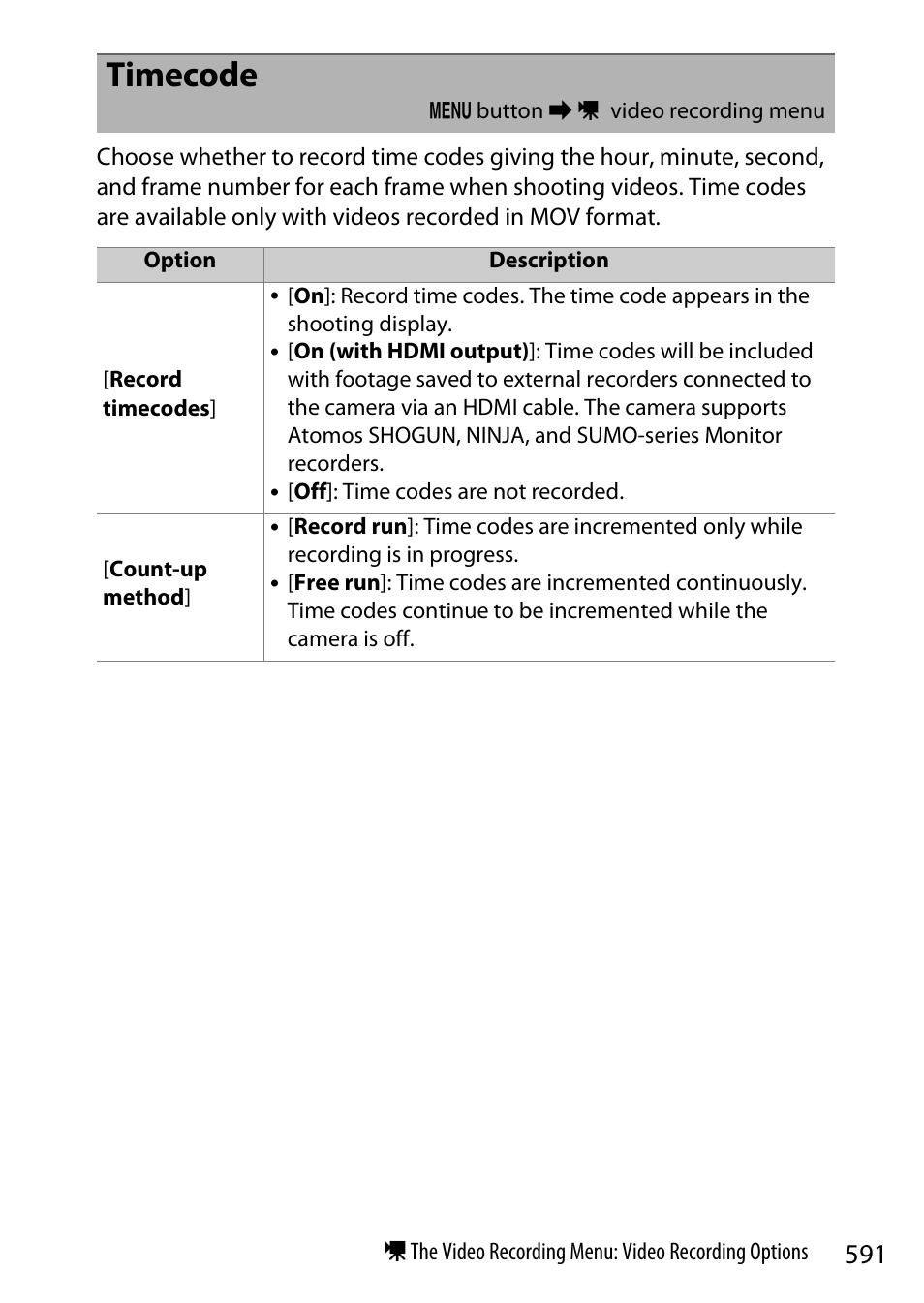 Timecode | Nikon Z9 Mirrorless Camera User Manual | Page 591 / 914
