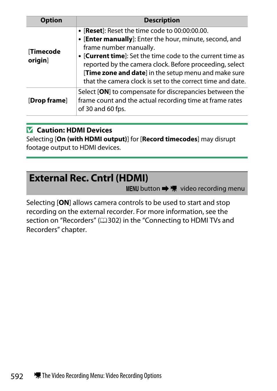 External rec. cntrl (hdmi) | Nikon Z9 Mirrorless Camera User Manual | Page 592 / 914