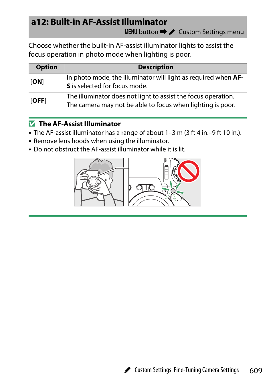A12: built-in af-assist illuminator | Nikon Z9 Mirrorless Camera User Manual | Page 609 / 914