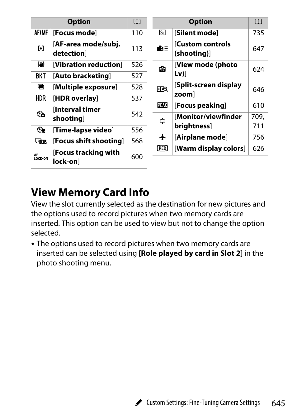 View memory card info | Nikon Z9 Mirrorless Camera User Manual | Page 645 / 914