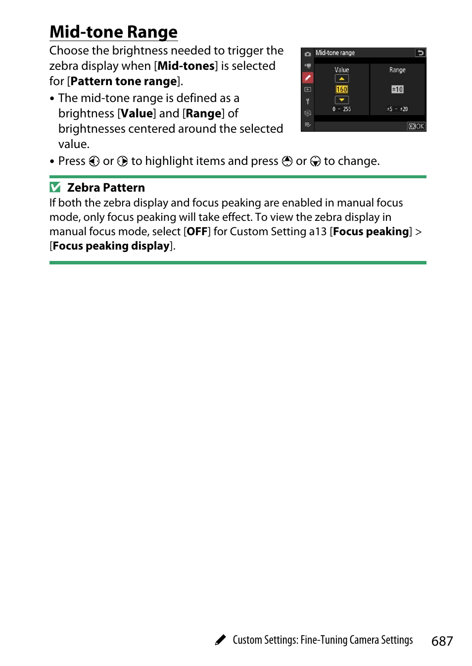 Mid-tone range | Nikon Z9 Mirrorless Camera User Manual | Page 687 / 914