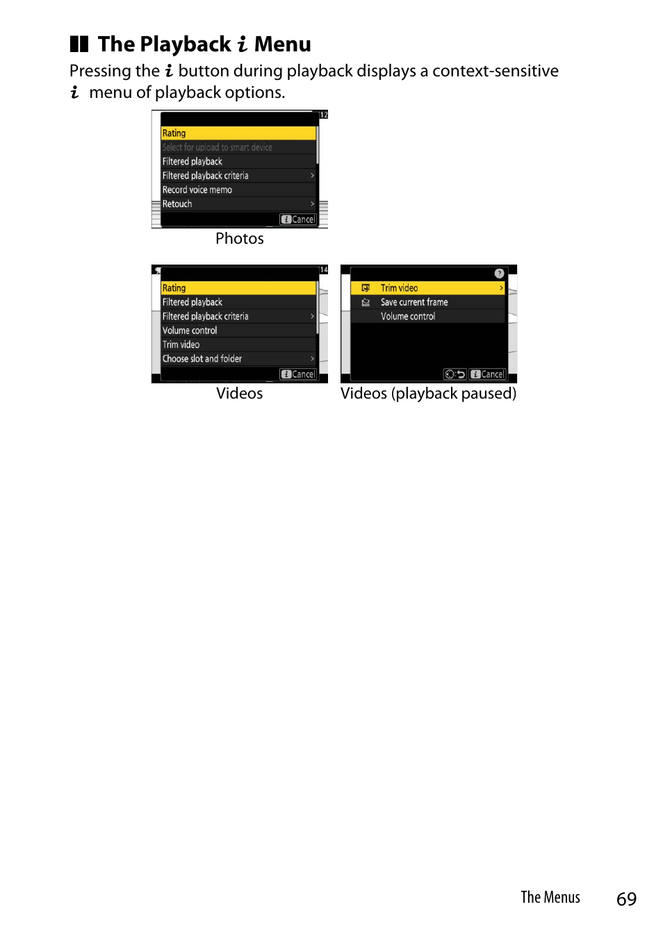 The playback i menu | Nikon Z9 Mirrorless Camera User Manual | Page 69 / 914