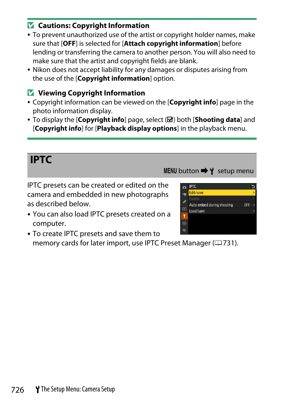 Iptc | Nikon Z9 Mirrorless Camera User Manual | Page 726 / 914