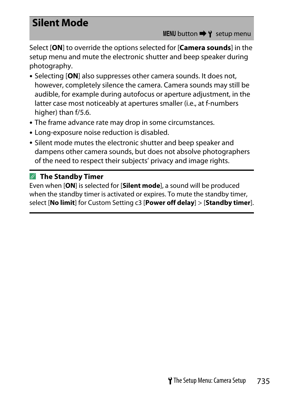 Silent mode | Nikon Z9 Mirrorless Camera User Manual | Page 735 / 914