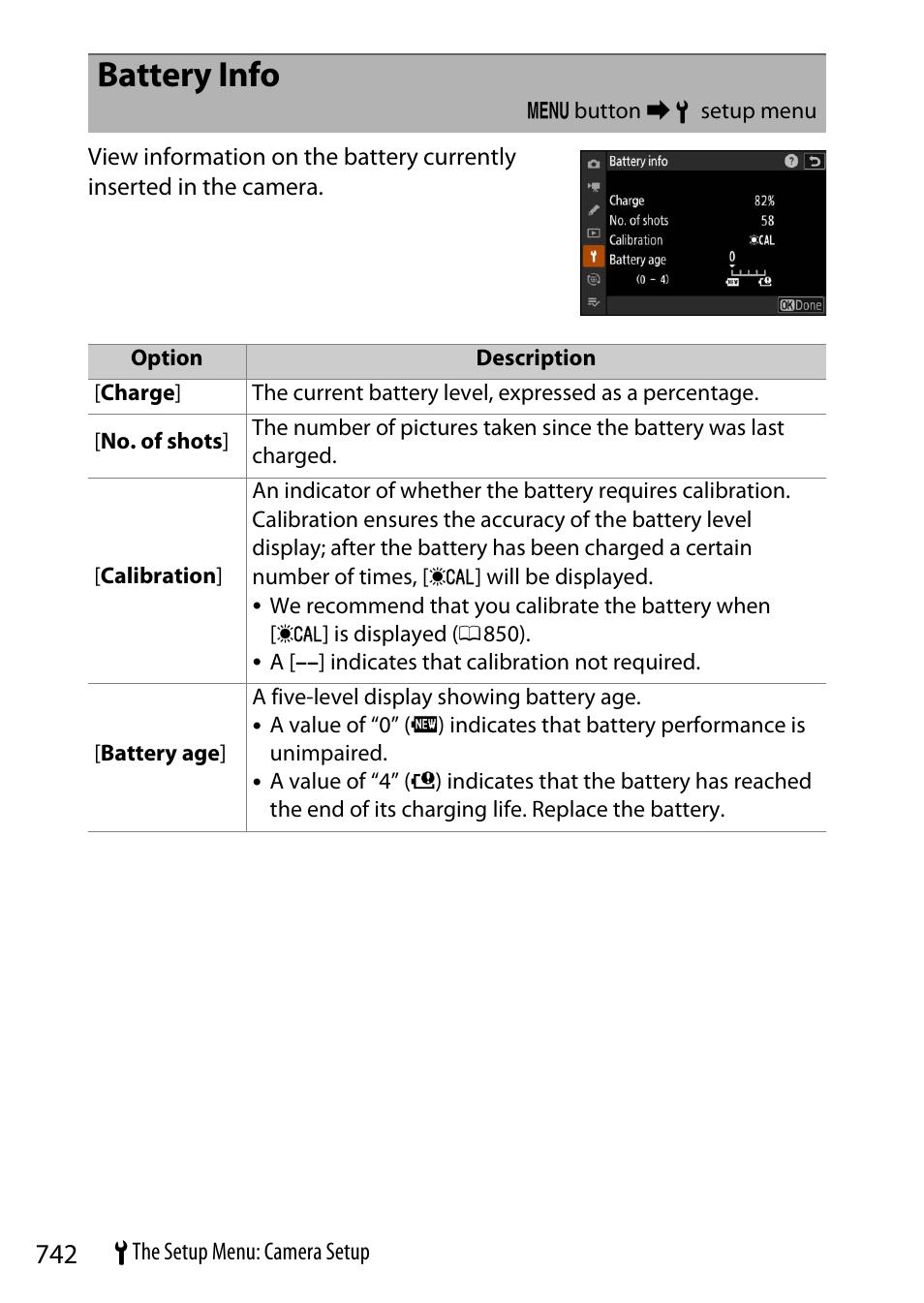 Battery info | Nikon Z9 Mirrorless Camera User Manual | Page 742 / 914