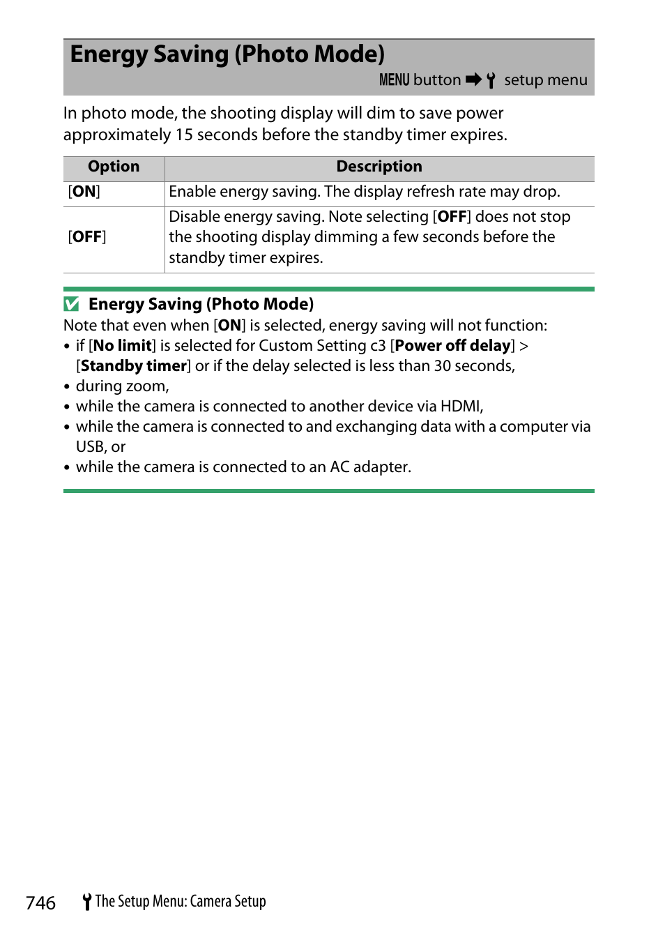 Energy saving (photo mode) | Nikon Z9 Mirrorless Camera User Manual | Page 746 / 914
