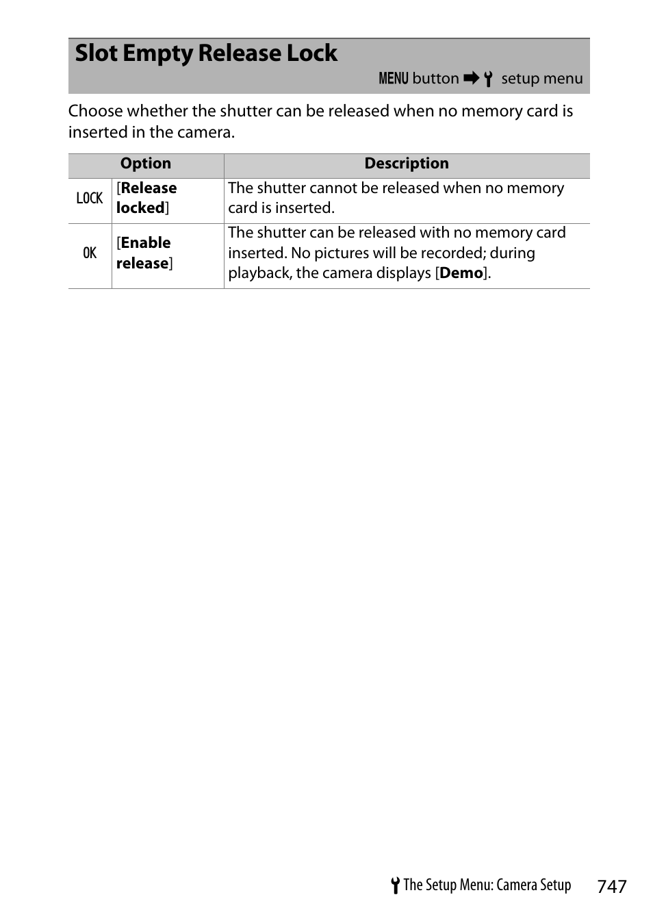 Slot empty release lock | Nikon Z9 Mirrorless Camera User Manual | Page 747 / 914