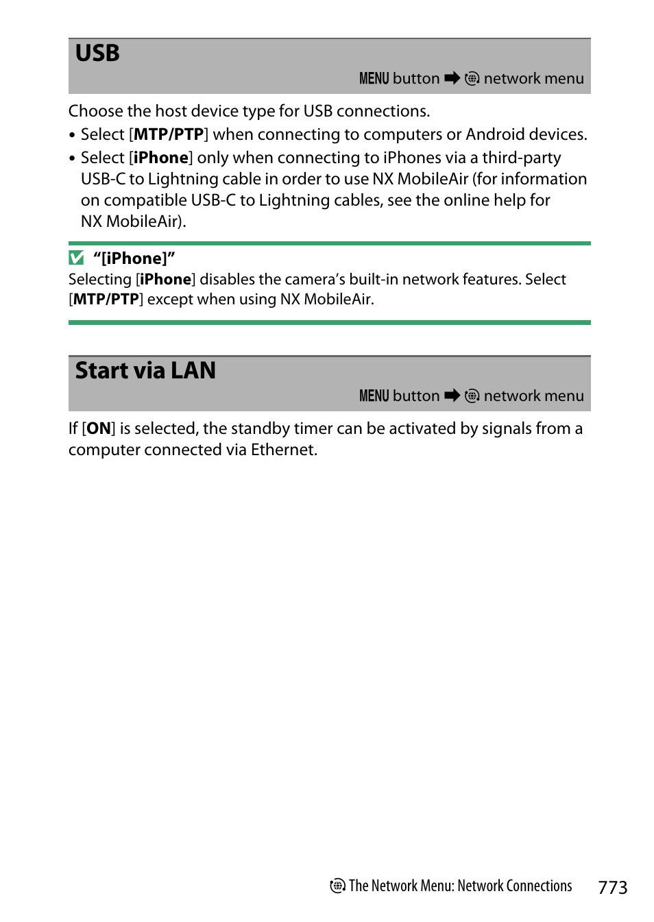 Start via lan | Nikon Z9 Mirrorless Camera User Manual | Page 773 / 914