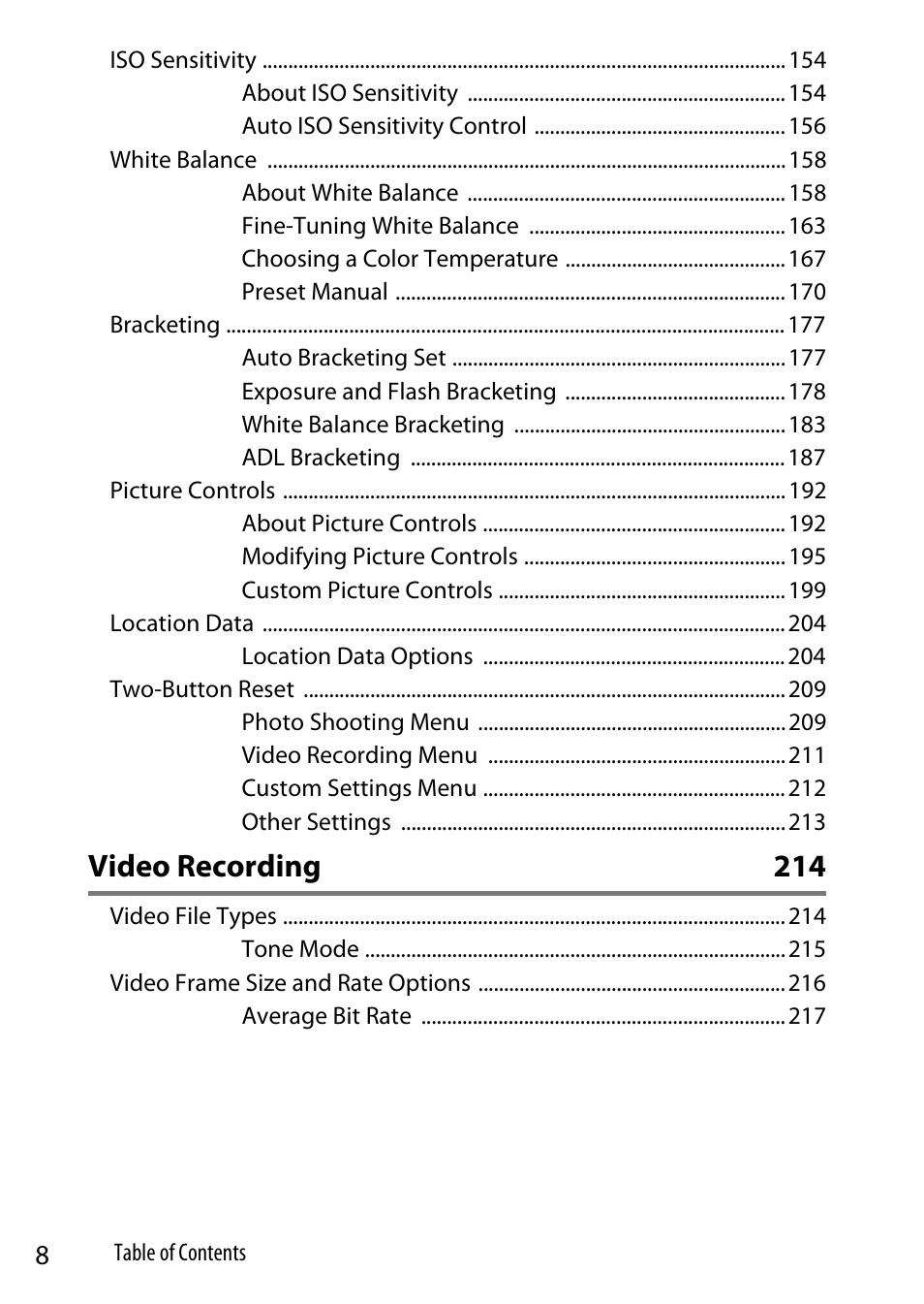 Video recording 214 | Nikon Z9 Mirrorless Camera User Manual | Page 8 / 914