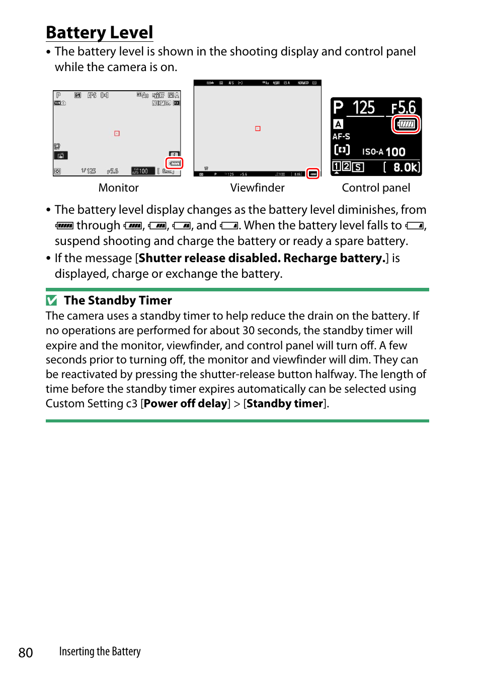 Battery level | Nikon Z9 Mirrorless Camera User Manual | Page 80 / 914