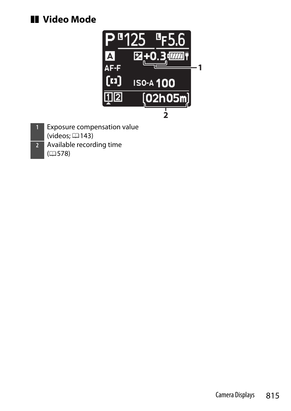Video mode | Nikon Z9 Mirrorless Camera User Manual | Page 815 / 914