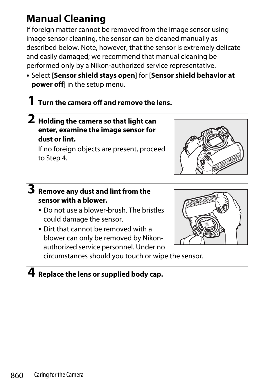 Manual cleaning | Nikon Z9 Mirrorless Camera User Manual | Page 860 / 914