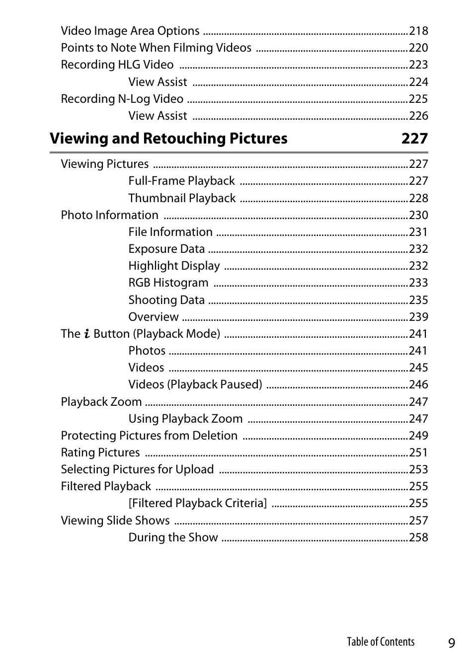 Viewing and retouching pictures 227 | Nikon Z9 Mirrorless Camera User Manual | Page 9 / 914