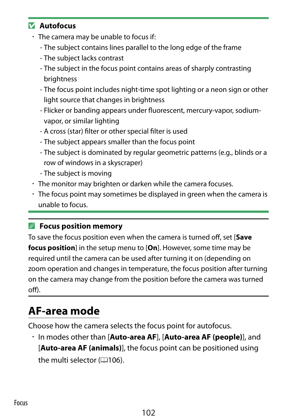 Af-area mode, Ea mode | Nikon Zfc Mirrorless Camera with 28mm Lens User Manual | Page 102 / 624