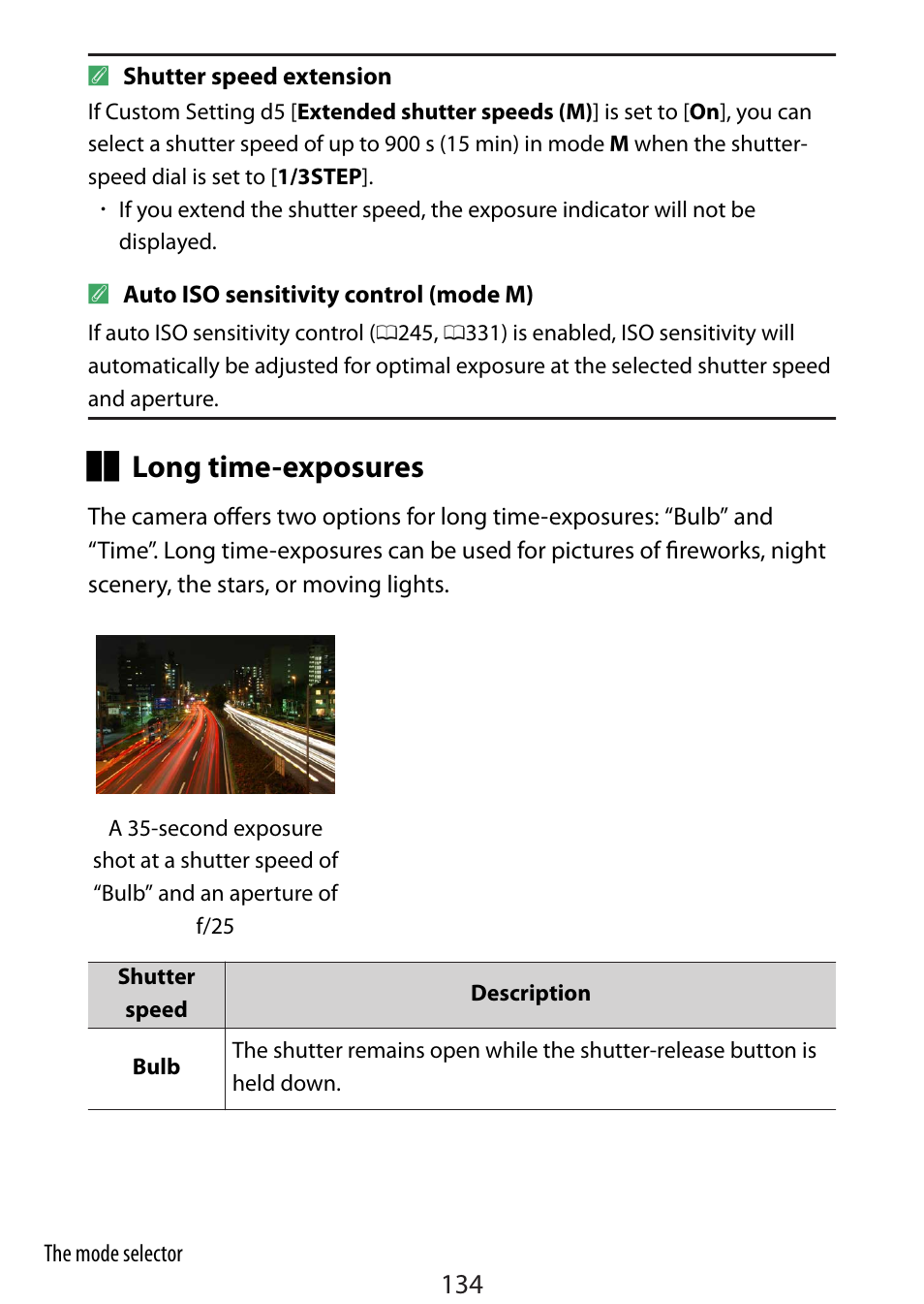 134) ar, Long time-exposures | Nikon Zfc Mirrorless Camera with 28mm Lens User Manual | Page 134 / 624