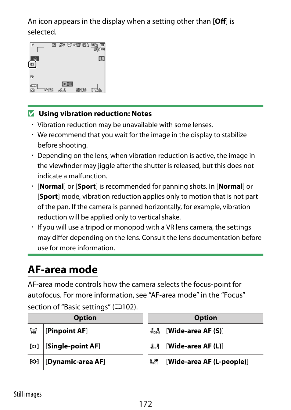 Af-area mode, Ea mode | Nikon Zfc Mirrorless Camera with 28mm Lens User Manual | Page 172 / 624