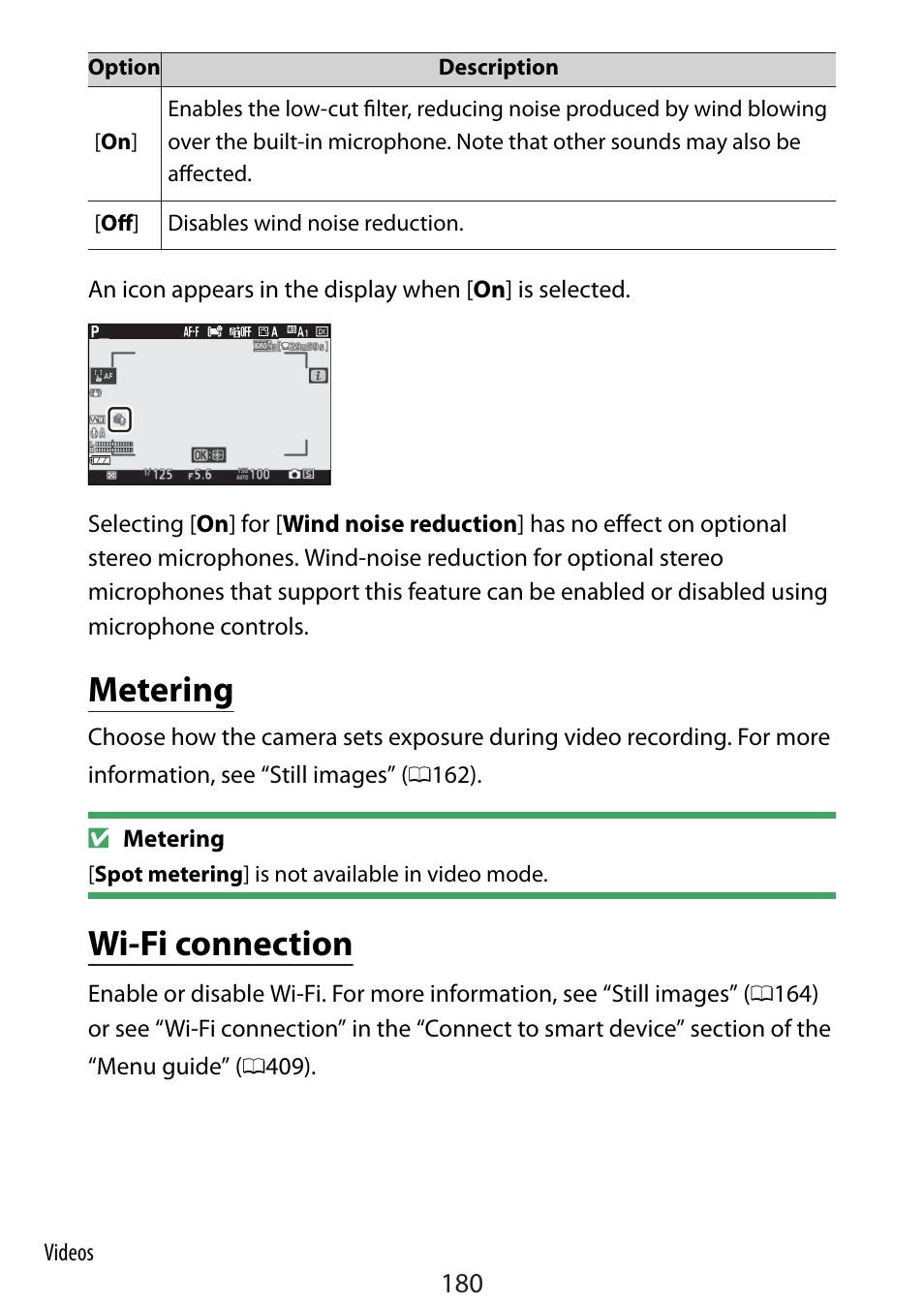 Metering, Wi-fi connection, Tion | Nikon Zfc Mirrorless Camera with 28mm Lens User Manual | Page 180 / 624