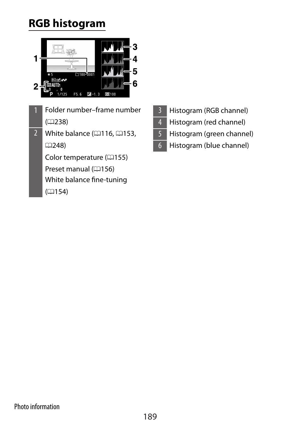 Rgb histogram | Nikon Zfc Mirrorless Camera with 28mm Lens User Manual | Page 189 / 624