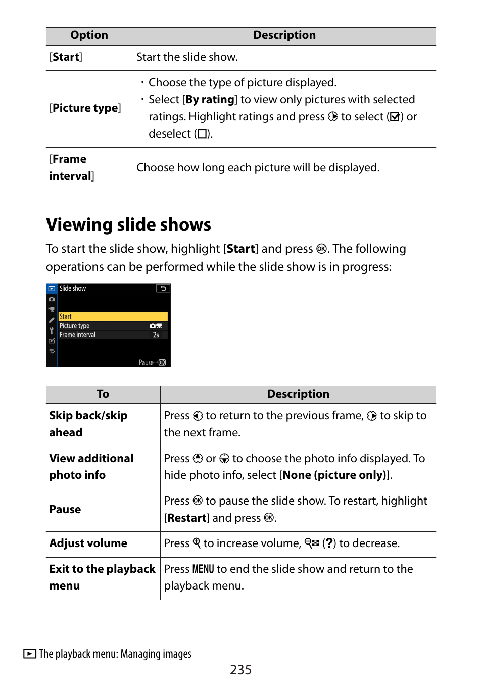 Viewing slide shows | Nikon Zfc Mirrorless Camera with 28mm Lens User Manual | Page 235 / 624