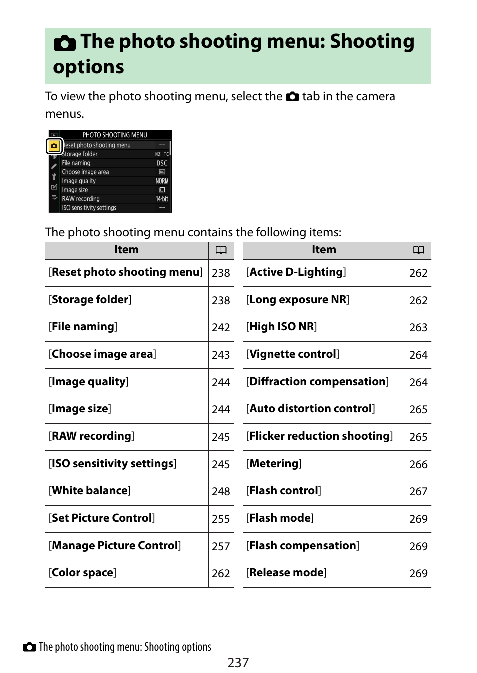 The photo shooting menu: shooting options, Cthe photo shooting menu: shooting options | Nikon Zfc Mirrorless Camera with 28mm Lens User Manual | Page 237 / 624