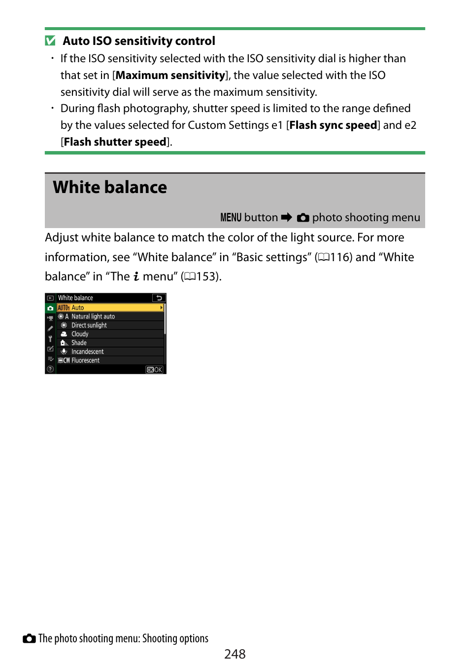 White balance | Nikon Zfc Mirrorless Camera with 28mm Lens User Manual | Page 248 / 624