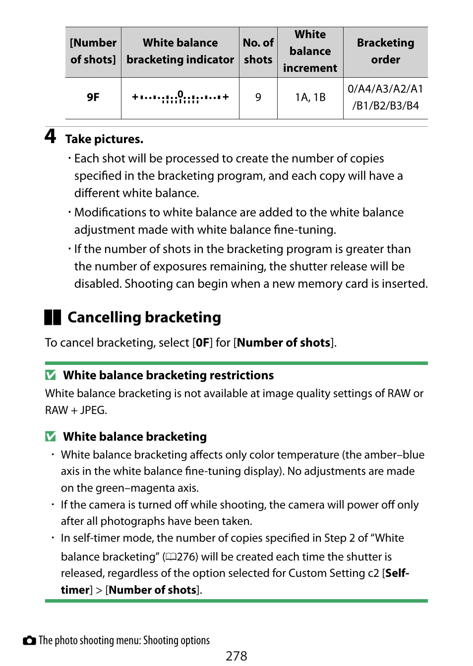 Cancelling bracketing | Nikon Zfc Mirrorless Camera with 28mm Lens User Manual | Page 278 / 624