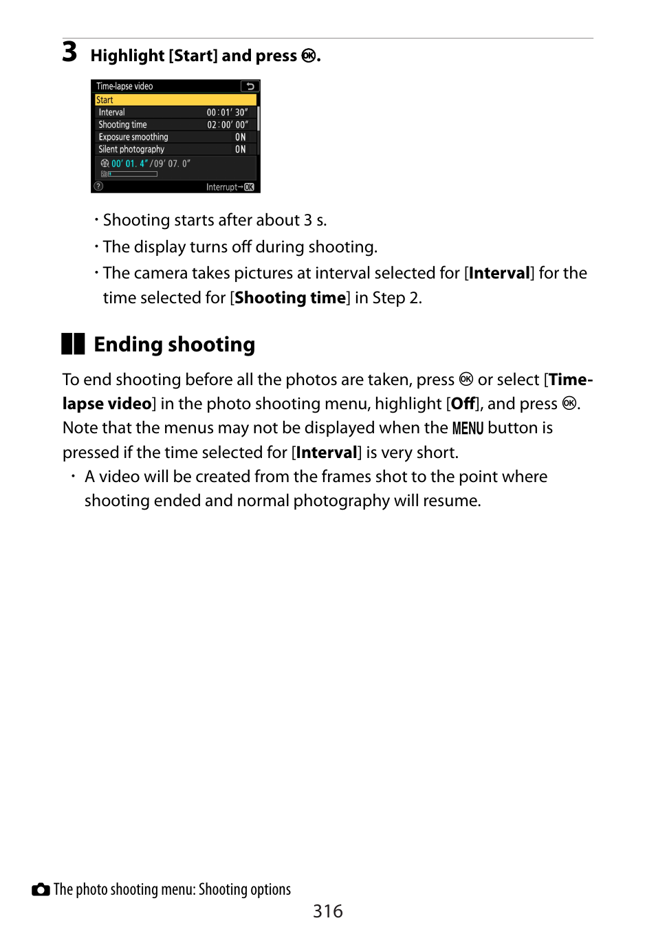 Ending shooting | Nikon Zfc Mirrorless Camera with 28mm Lens User Manual | Page 316 / 624