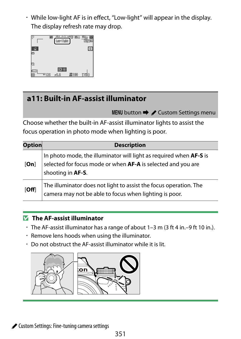 A11: built-in af-assist illuminator | Nikon Zfc Mirrorless Camera with 28mm Lens User Manual | Page 351 / 624