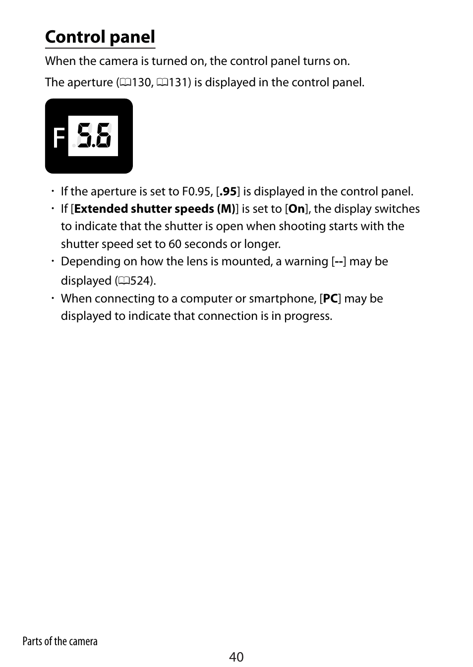 Control panel | Nikon Zfc Mirrorless Camera with 28mm Lens User Manual | Page 40 / 624