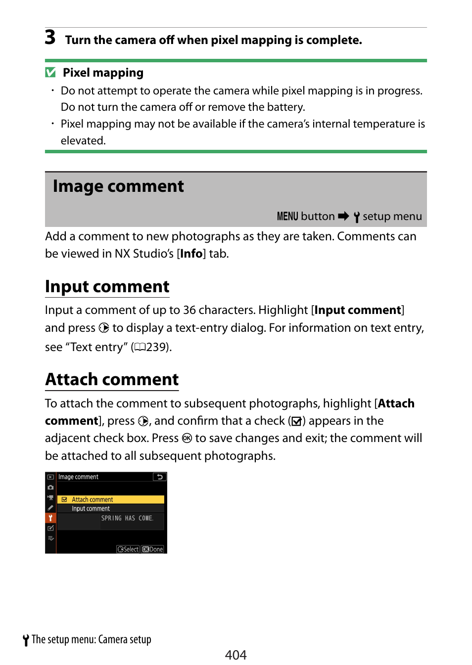 Image comment, Input comment, Attach comment | Nikon Zfc Mirrorless Camera with 28mm Lens User Manual | Page 404 / 624