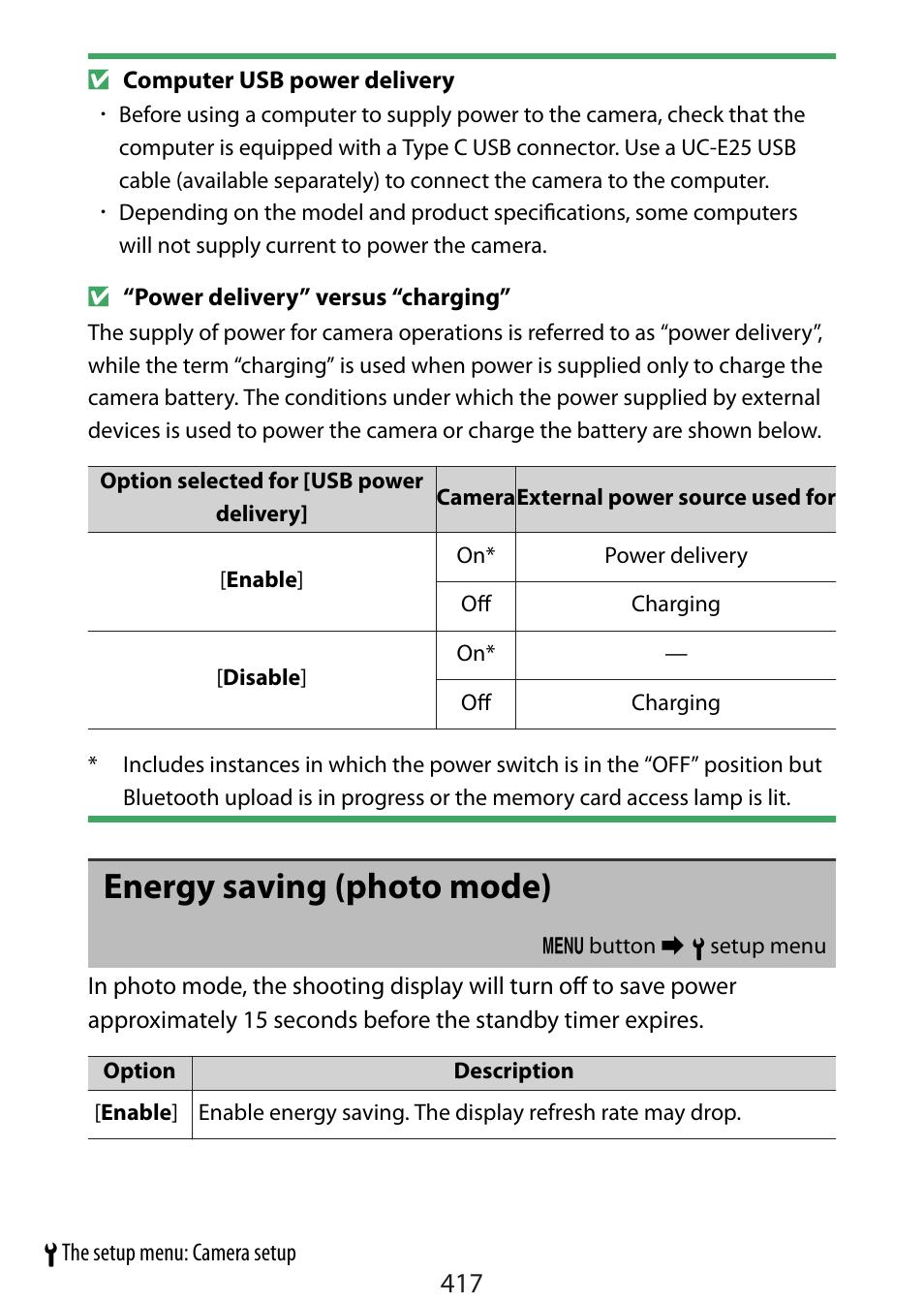 Energy saving (photo mode) | Nikon Zfc Mirrorless Camera with 28mm Lens User Manual | Page 417 / 624