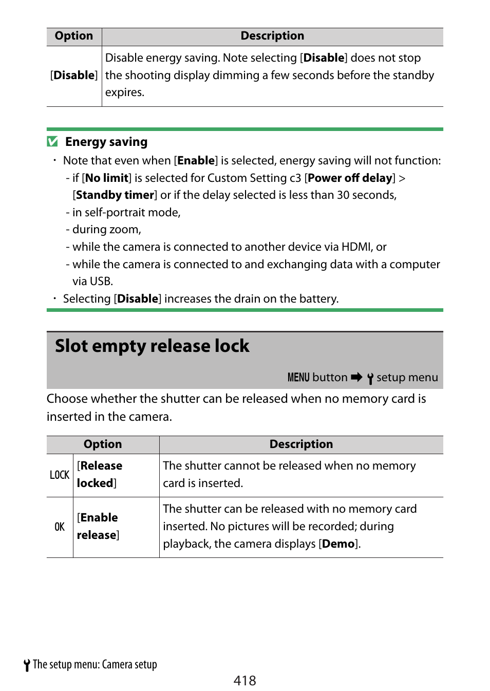 Slot empty release lock | Nikon Zfc Mirrorless Camera with 28mm Lens User Manual | Page 418 / 624