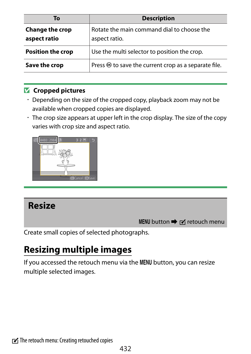 Resize, Resizing multiple images | Nikon Zfc Mirrorless Camera with 28mm Lens User Manual | Page 432 / 624