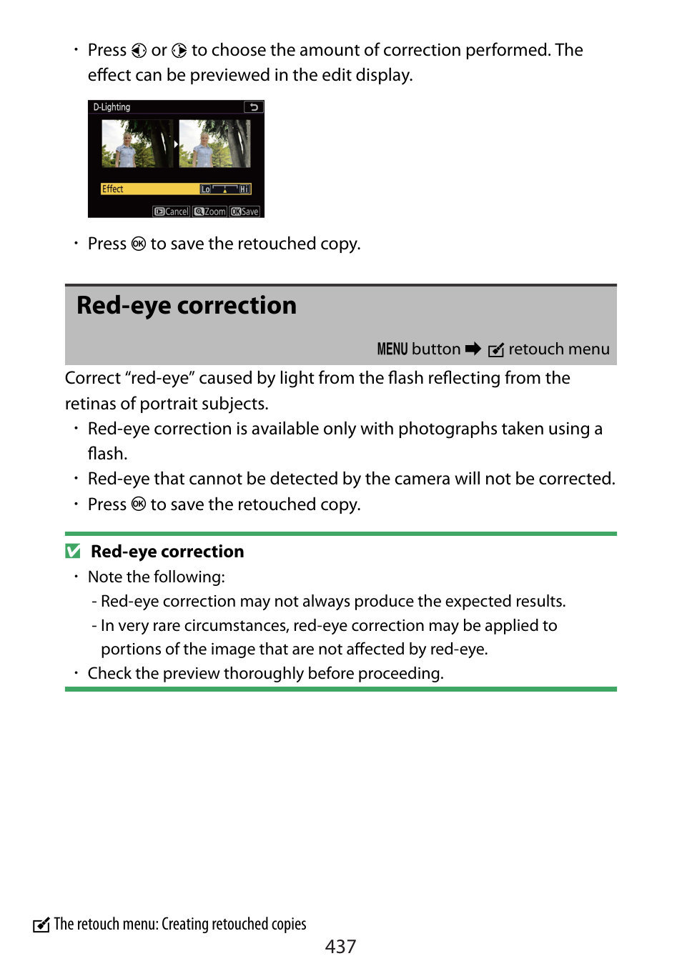 Red-eye correction | Nikon Zfc Mirrorless Camera with 28mm Lens User Manual | Page 437 / 624