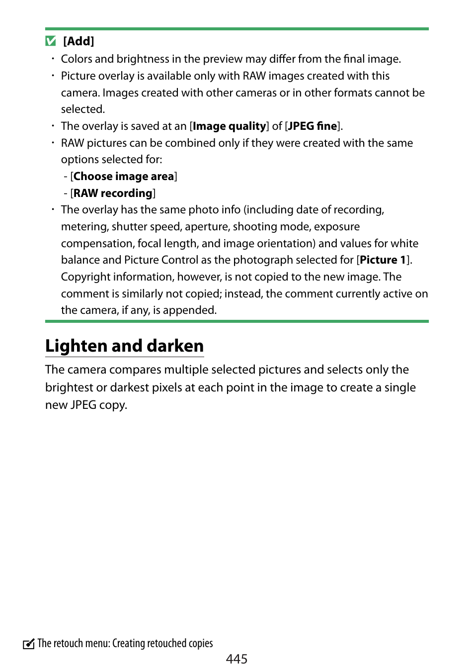 Lighten and darken | Nikon Zfc Mirrorless Camera with 28mm Lens User Manual | Page 445 / 624