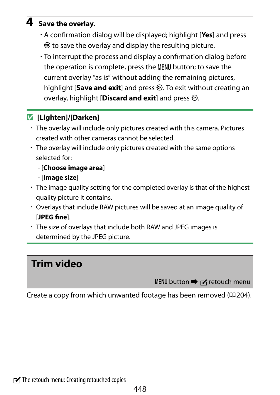 Trim video | Nikon Zfc Mirrorless Camera with 28mm Lens User Manual | Page 448 / 624