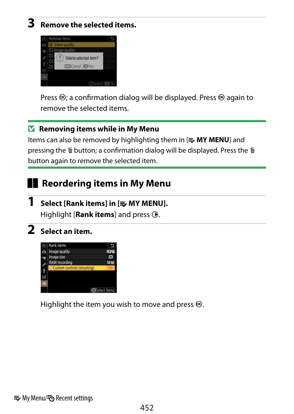 Reordering items in my menu | Nikon Zfc Mirrorless Camera with 28mm Lens User Manual | Page 452 / 624