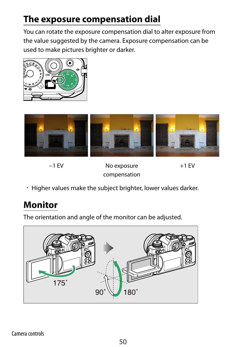 The exposure compensation dial, Monitor | Nikon Zfc Mirrorless Camera with 28mm Lens User Manual | Page 50 / 624