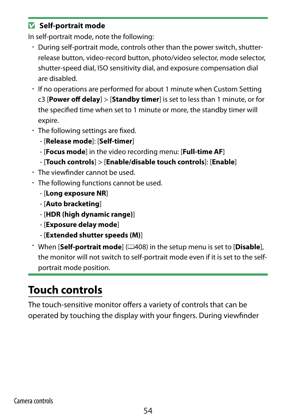 Touch controls | Nikon Zfc Mirrorless Camera with 28mm Lens User Manual | Page 54 / 624
