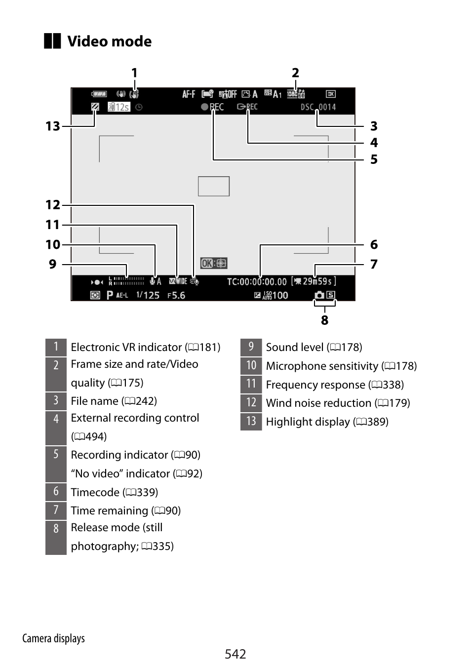 Video mode | Nikon Zfc Mirrorless Camera with 28mm Lens User Manual | Page 542 / 624