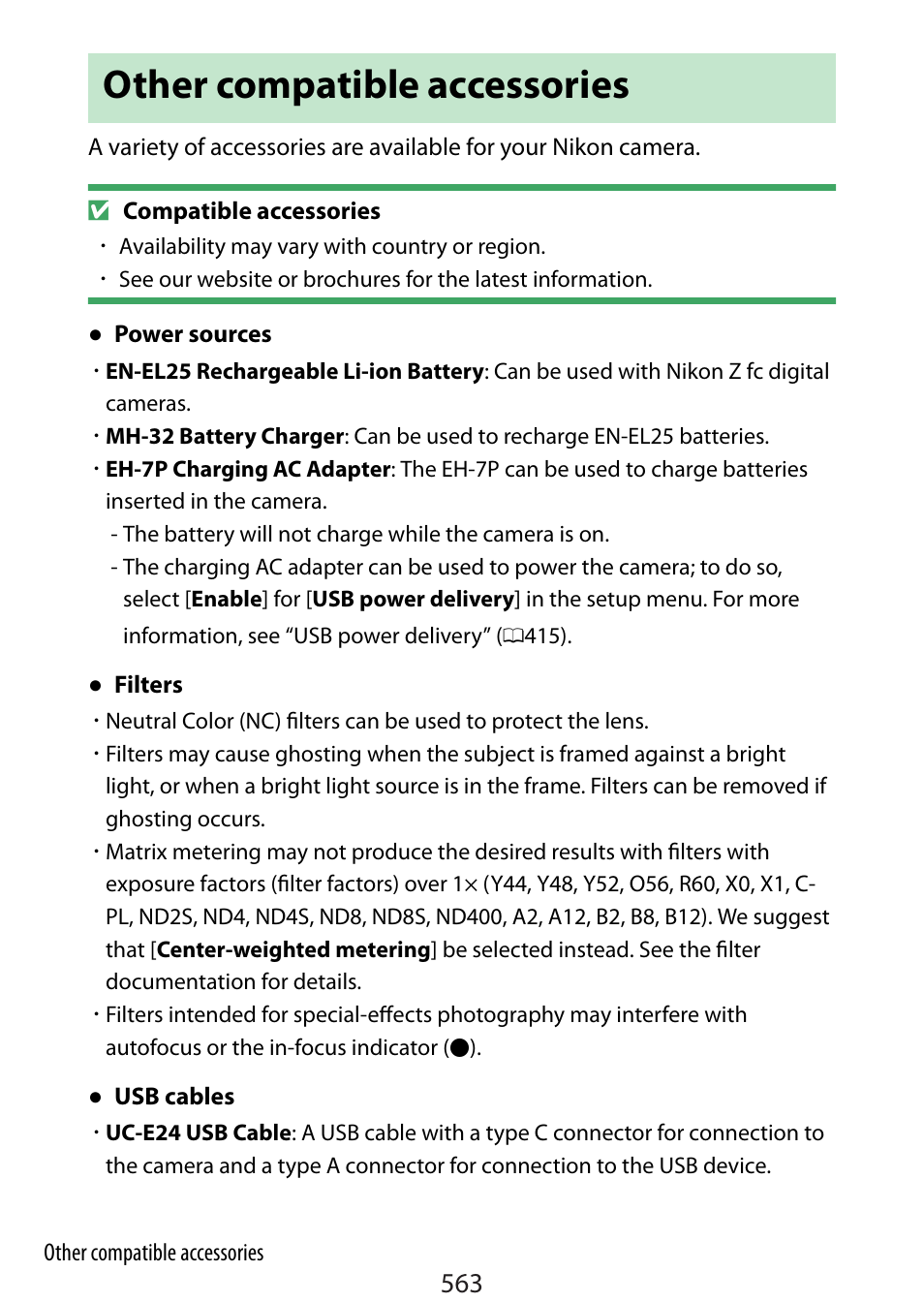 Other compatible accessories, 563) is r | Nikon Zfc Mirrorless Camera with 28mm Lens User Manual | Page 563 / 624