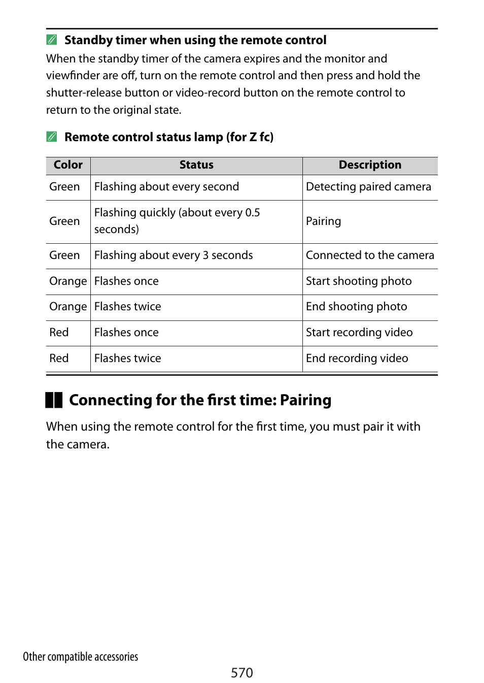570) the optional ml, Connecting for the first time: pairing | Nikon Zfc Mirrorless Camera with 28mm Lens User Manual | Page 570 / 624