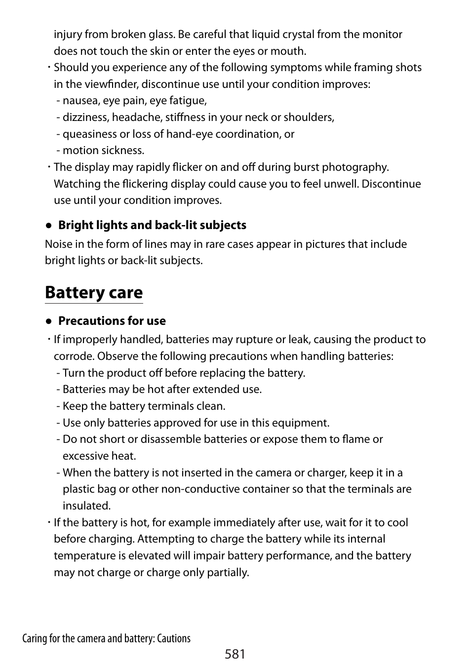 Battery care | Nikon Zfc Mirrorless Camera with 28mm Lens User Manual | Page 581 / 624