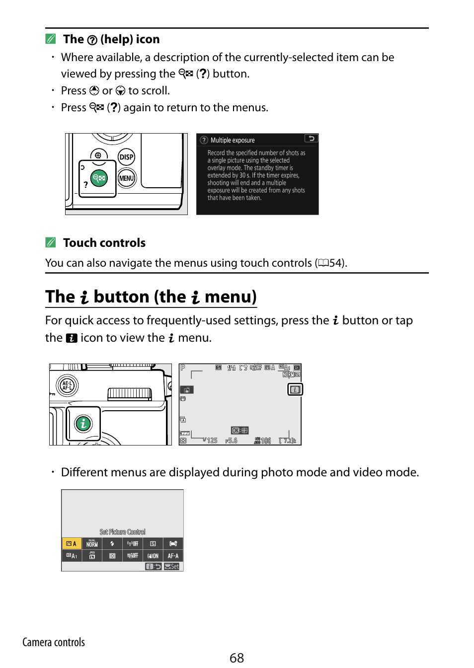 The i button (the i menu), Ing shooting | Nikon Zfc Mirrorless Camera with 28mm Lens User Manual | Page 68 / 624