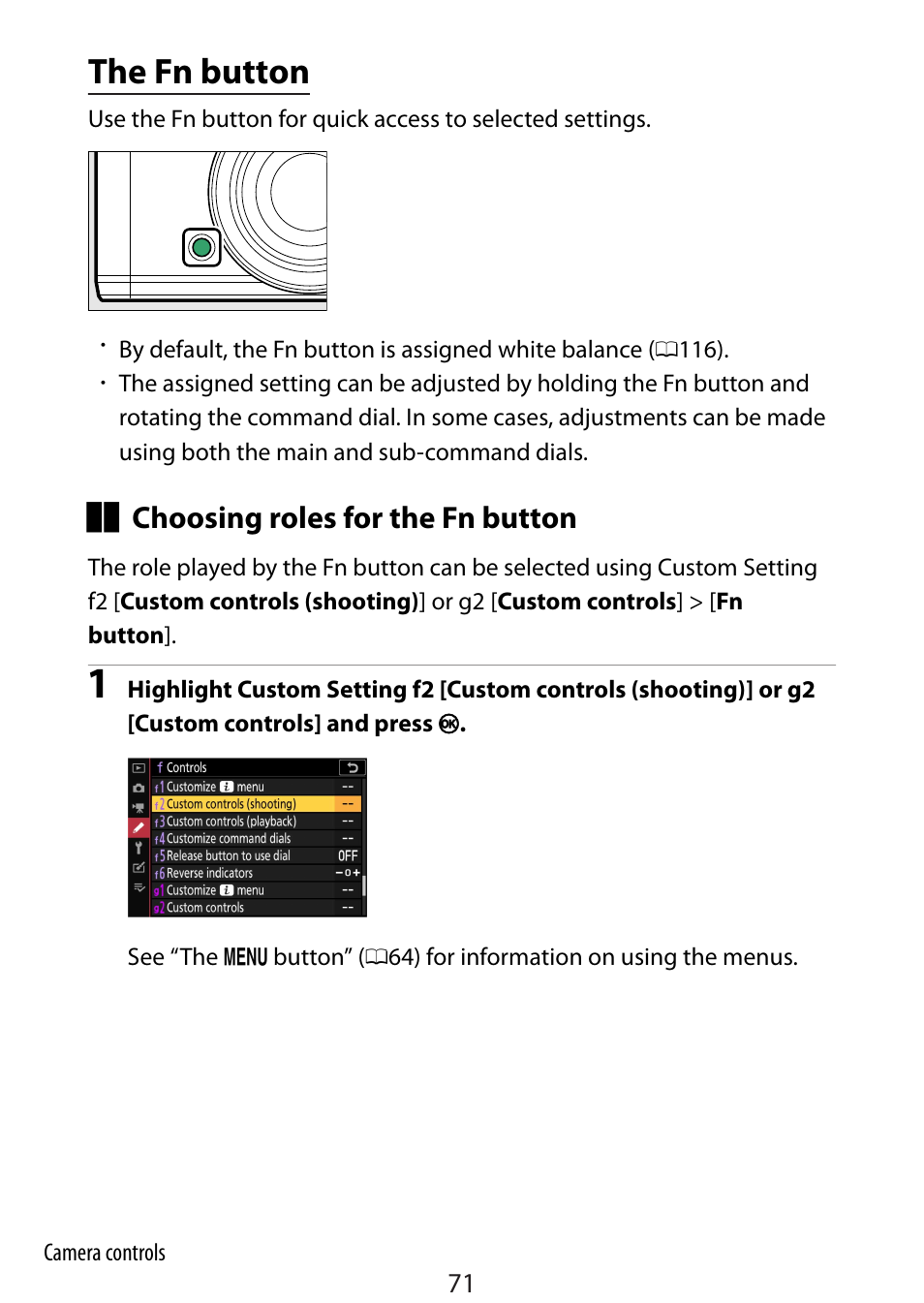 The fn button | Nikon Zfc Mirrorless Camera with 28mm Lens User Manual | Page 71 / 624