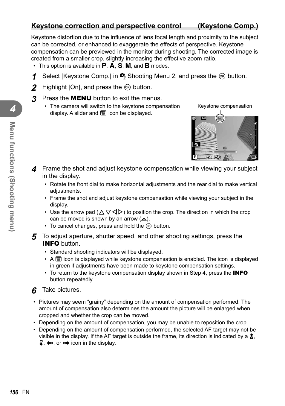 Menu functions (shooting menu) | Olympus OM-D E-M1 Mark III Mirrorless Camera User Manual | Page 156 / 333