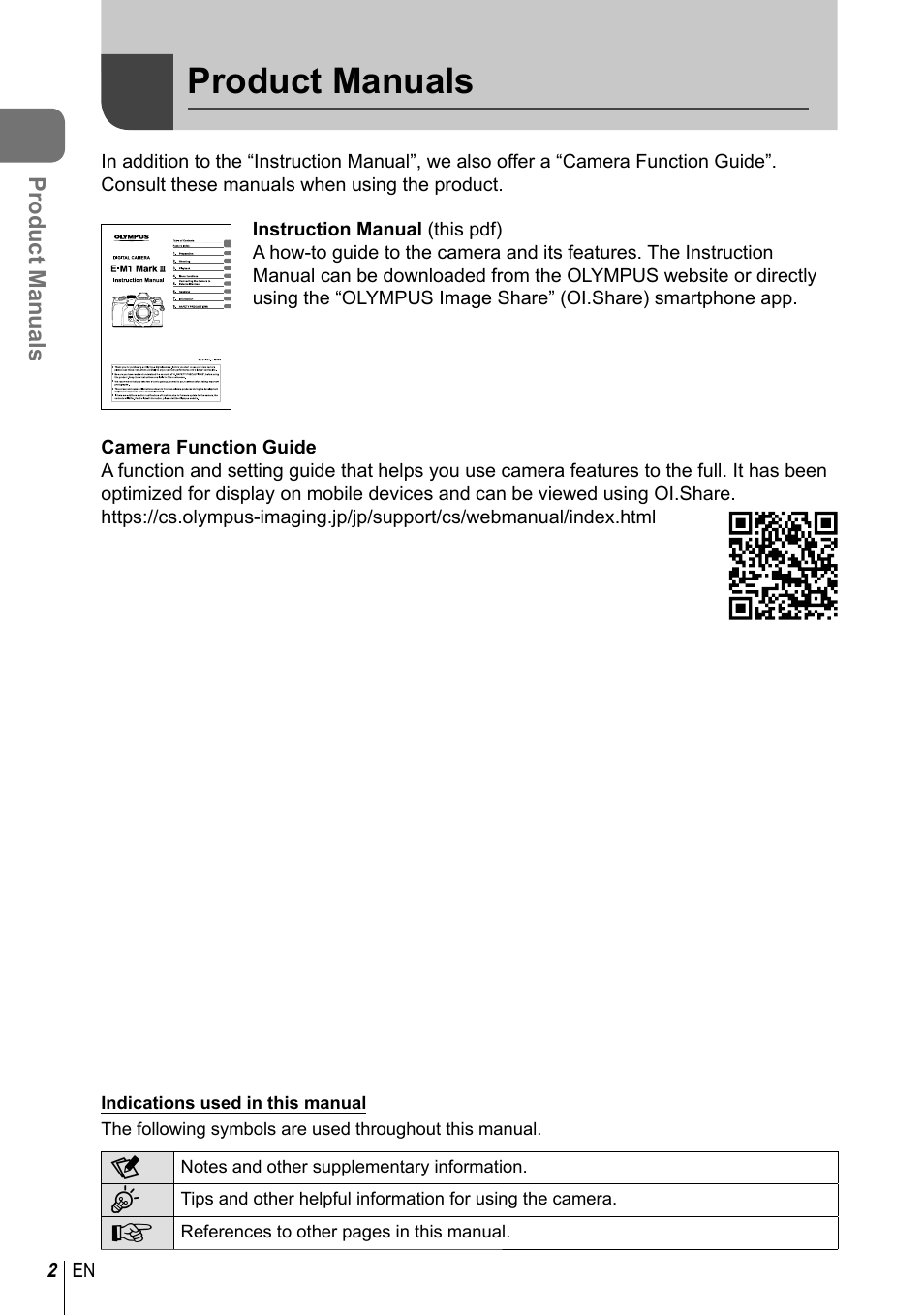 Product manuals | Olympus OM-D E-M1 Mark III Mirrorless Camera User Manual | Page 2 / 333
