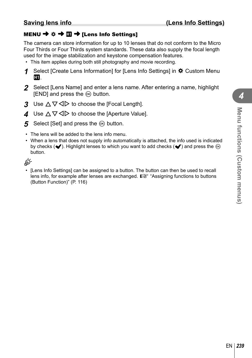 Olympus OM-D E-M1 Mark III Mirrorless Camera User Manual | Page 239 / 333
