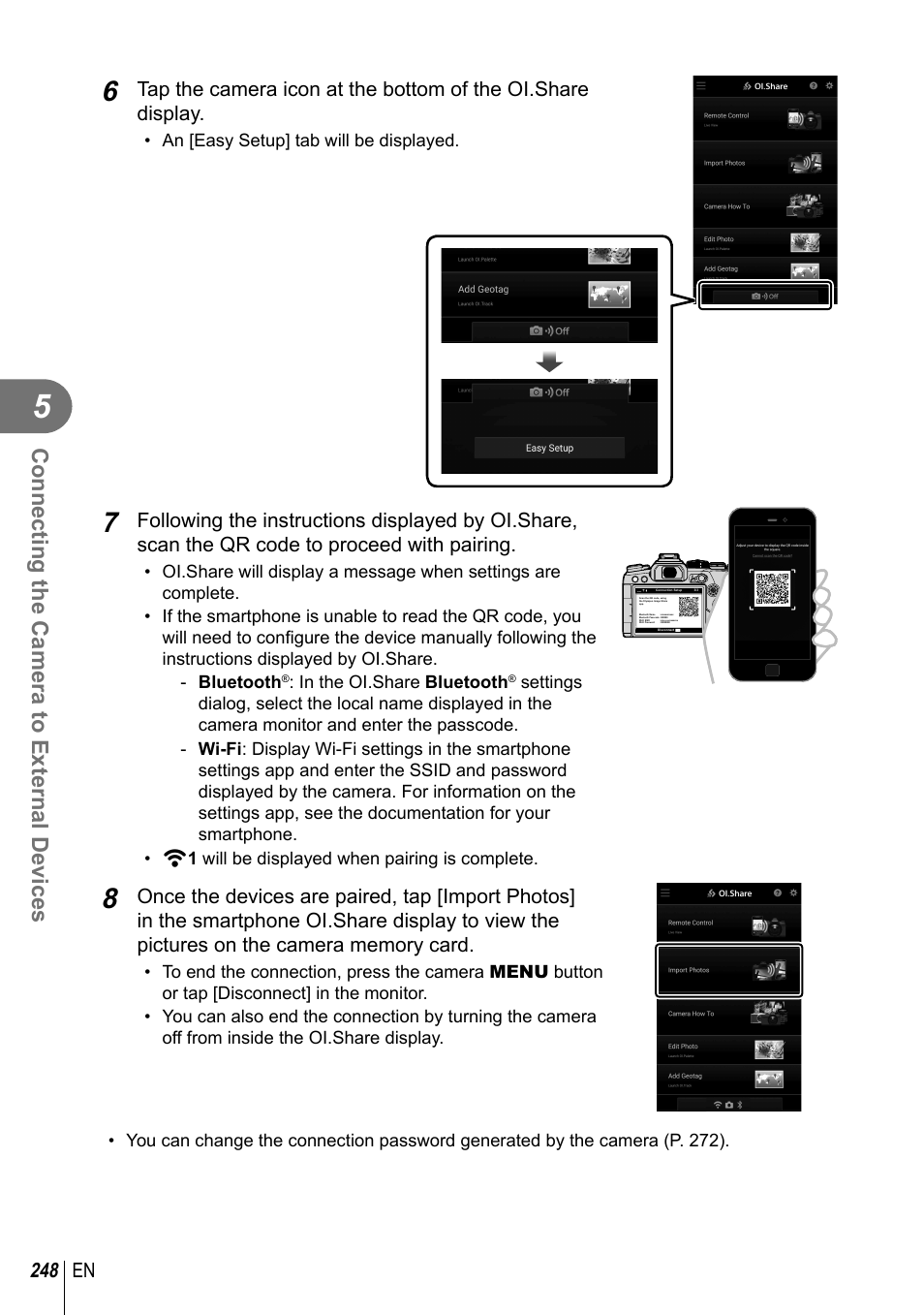 Connecting the camera to external devices, 248 en | Olympus OM-D E-M1 Mark III Mirrorless Camera User Manual | Page 248 / 333