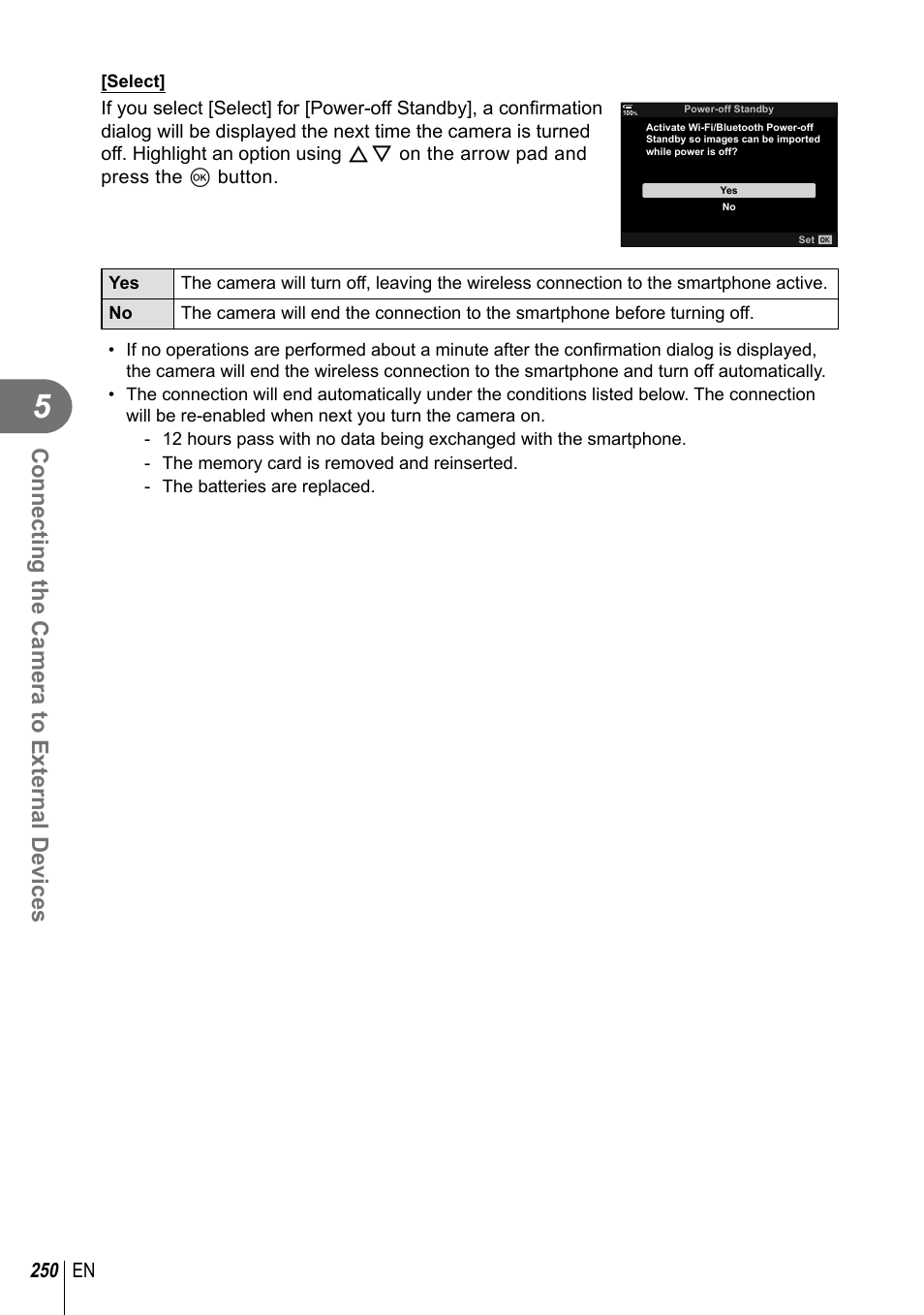 Connecting the camera to external devices, 250 en | Olympus OM-D E-M1 Mark III Mirrorless Camera User Manual | Page 250 / 333